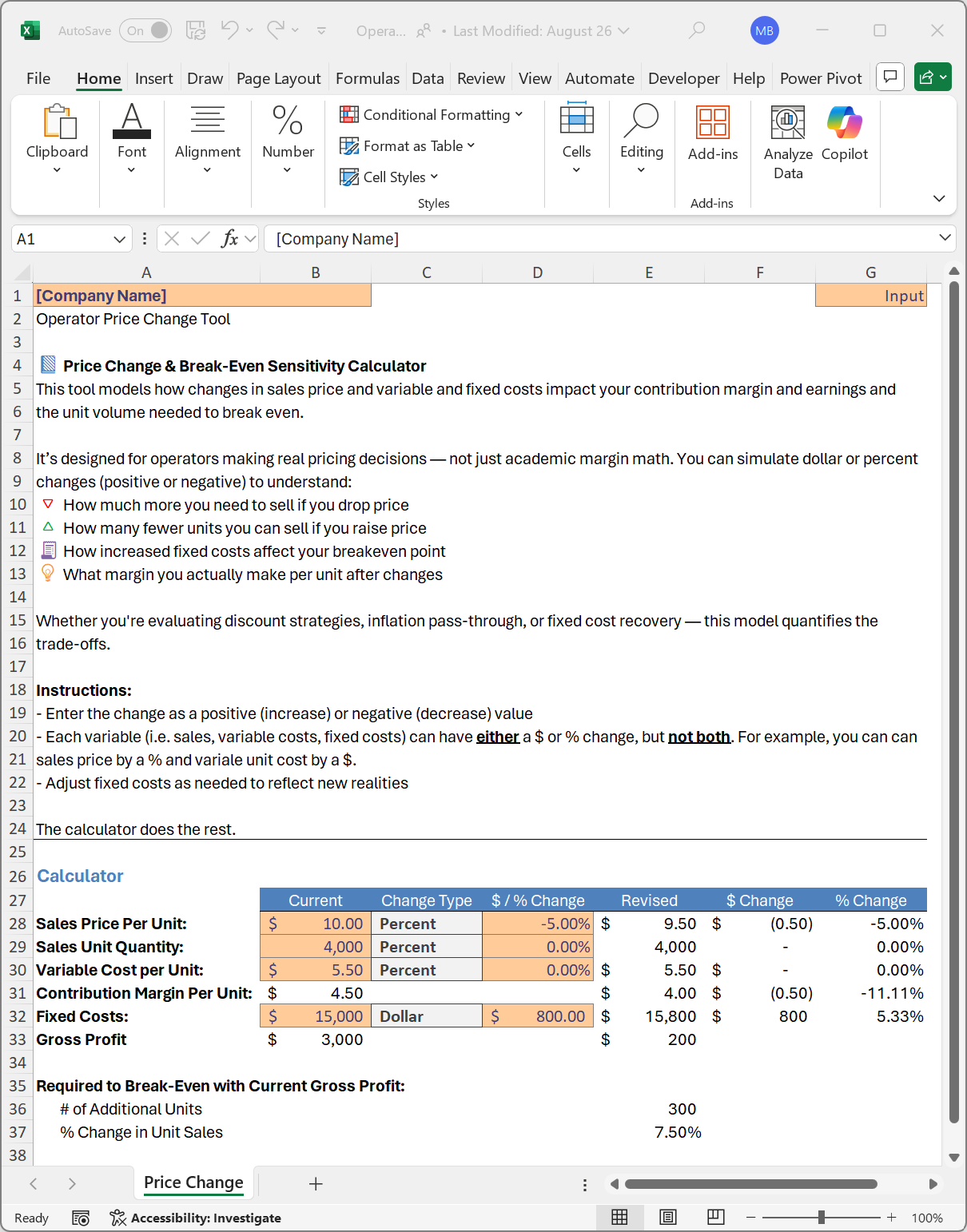 Operator Pricing Calculator